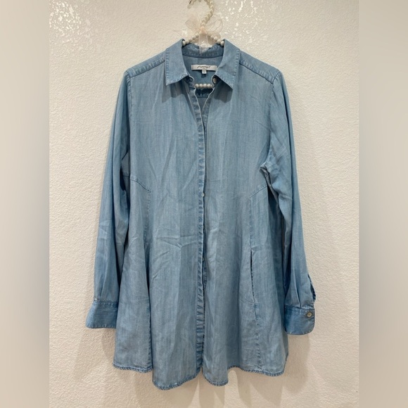 Foxcroft Cici smooth Tencel Lyocell chambray Tunic Shirt size 8 - Picture 3 of 7